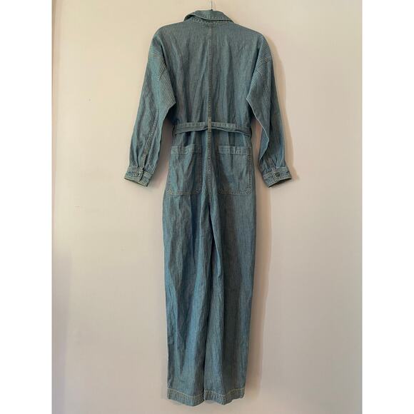 Ariat Blue Jean Long Sleeve Coveralls Button Down Jumpsuit Herringbone Medium - Picture 9 of 12